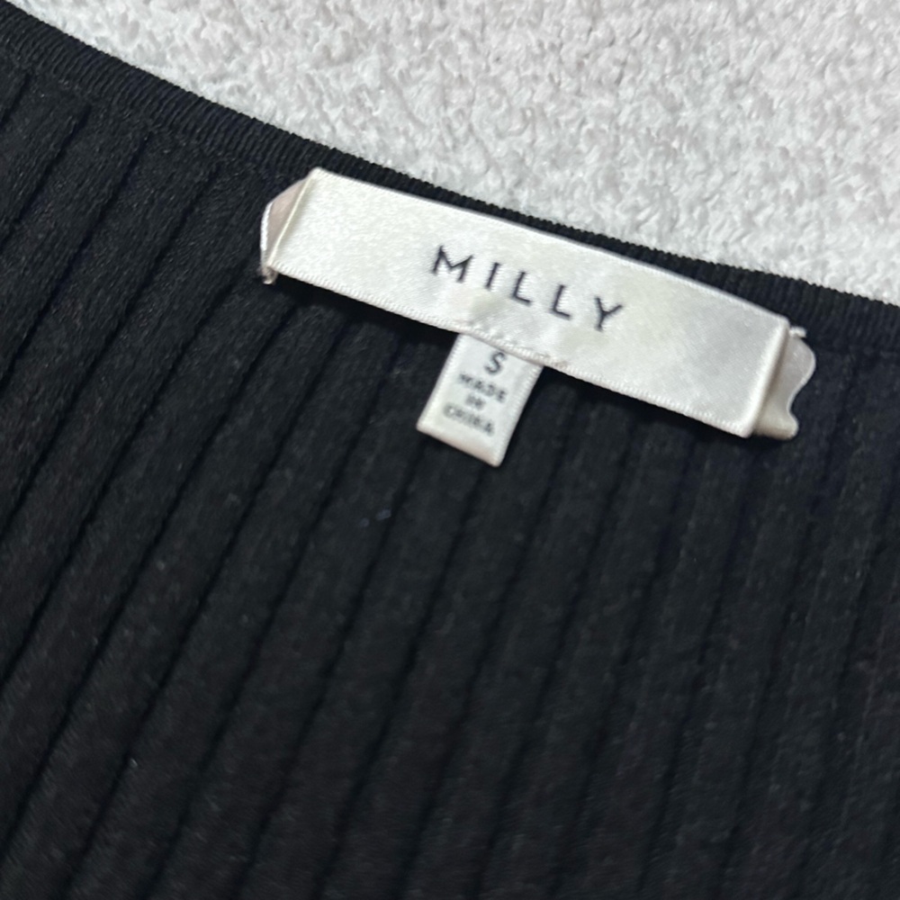 Milly | Ribbed Ruffle Bell Sleeve V-Neck Knit Top | Small - Picture 7 of 12